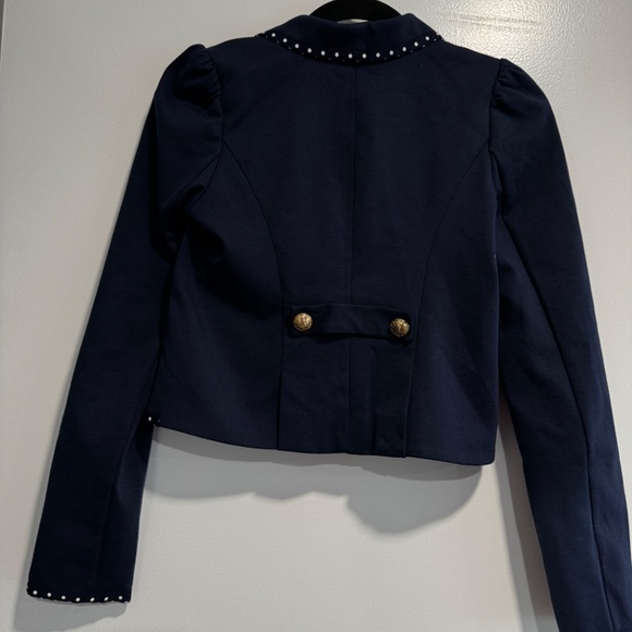 Juicy Couture Navy Blazer with Polka Dot Trim & Gold Buttons – Size 14 - Picture 6 of 7